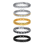 Minimalist men's wide face stainless steel strap gold bracelet 250