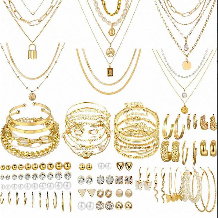 Fashion temperament creative zircon imitation pearl alloy jewelry set for women, 108 piece set 265
