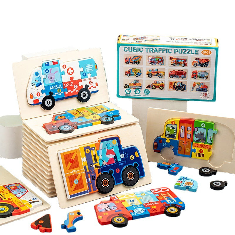 Children's Wooden Enlightenment Early Education Project Vehicle Traffic Three Dimensional Puzzle 211