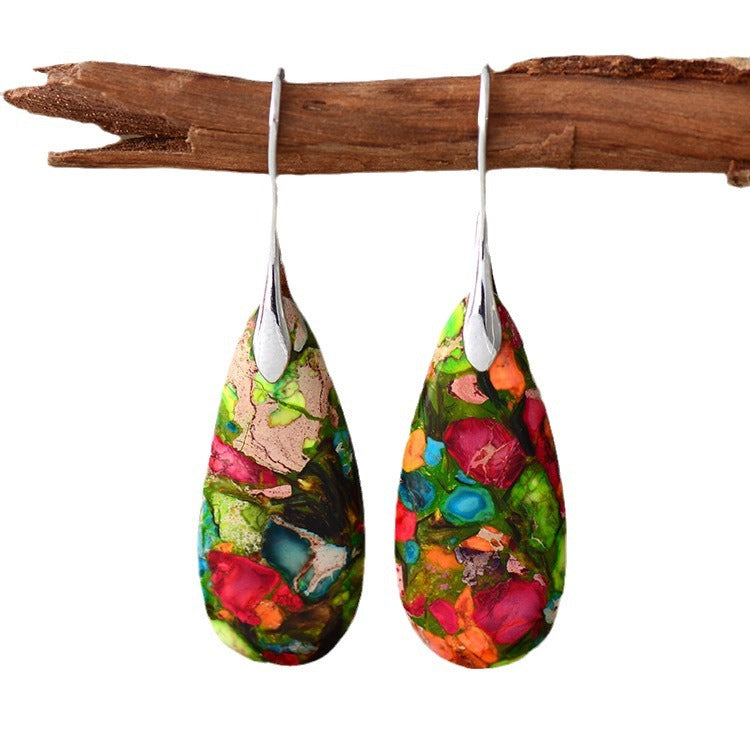 Bohemian Emperor Stone Droplet Pendant Earrings 275