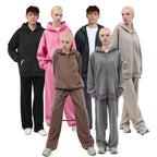 Fleece-lined Washed Vintage Hooded Sweater 053