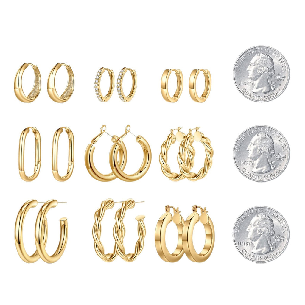 Copper round tube plated with 18K gold, circle earrings thickened 267