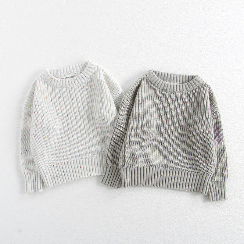 Cotton baby sweater round neck pullover autumn and winter loose knit jacket 210