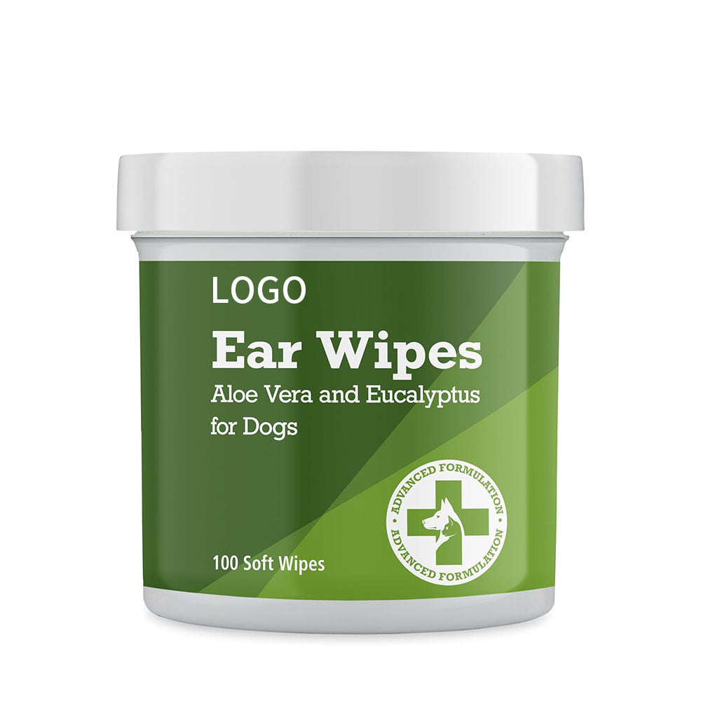 Pet ear cleaning wipes with anti itch and anti infection properties, 100 pack with aloe vera scent 306