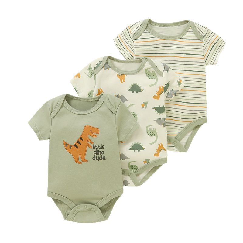 Cotton baby clothes three piece set fart clothes short sleeves summer 091