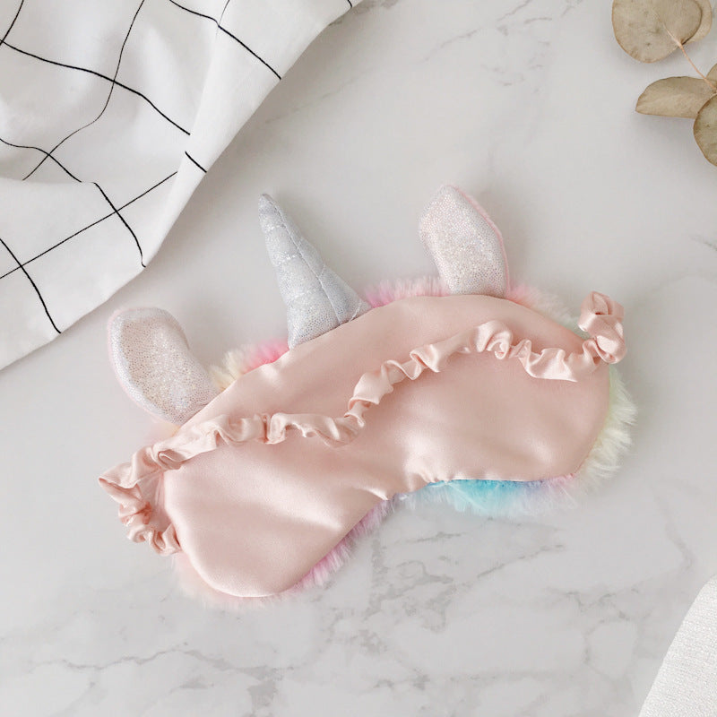 Gradient unicorn plush girl headband, blackout sleep mask 203