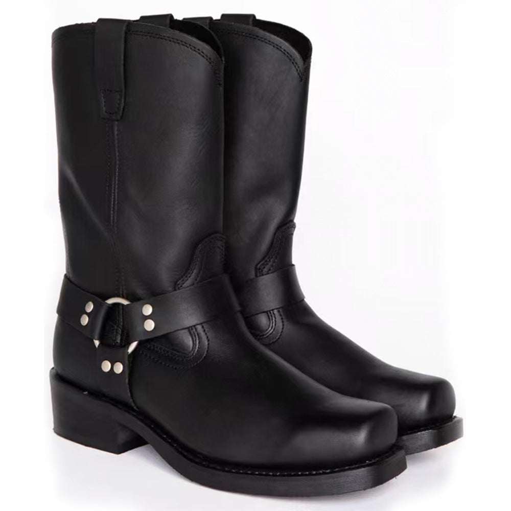 Wooden sole cowboy boots for men 124