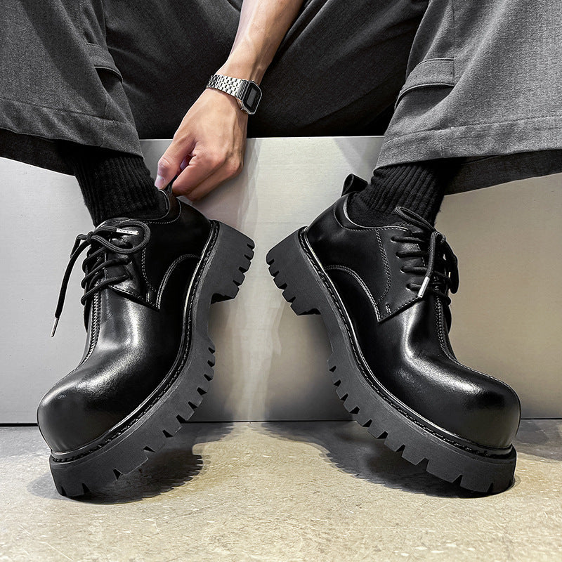 Workwear shoes with thick soles for height increase and wide-toed design 116