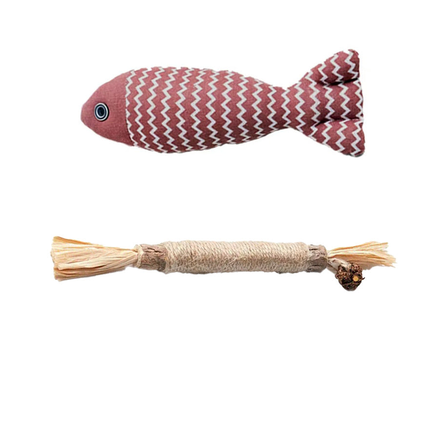 Simulated mint fish cat toy, self fun, scratch resistant, bite resistant, linen fish 334