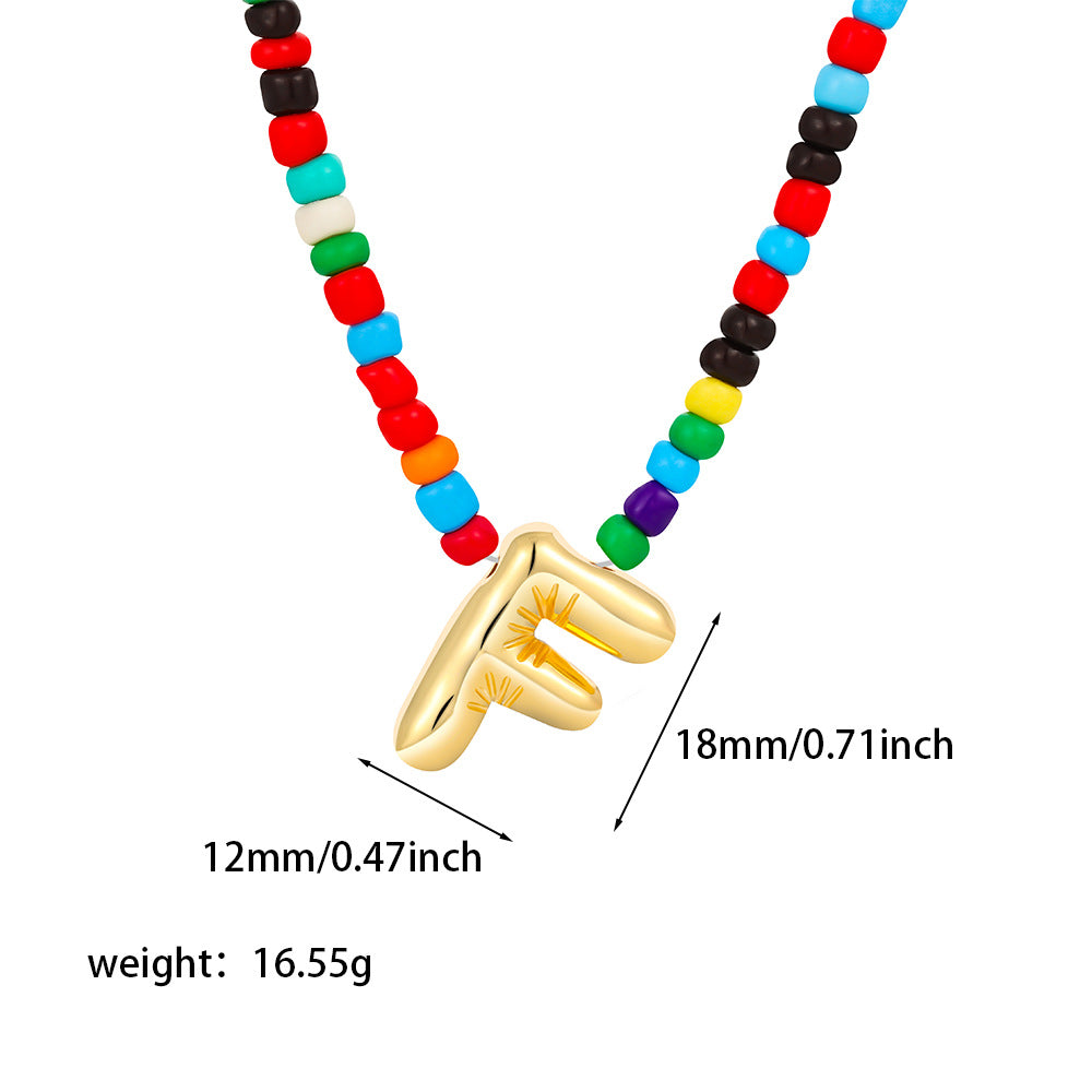 26 letter necklace stainless steel chubby bubble letter English necklace 263