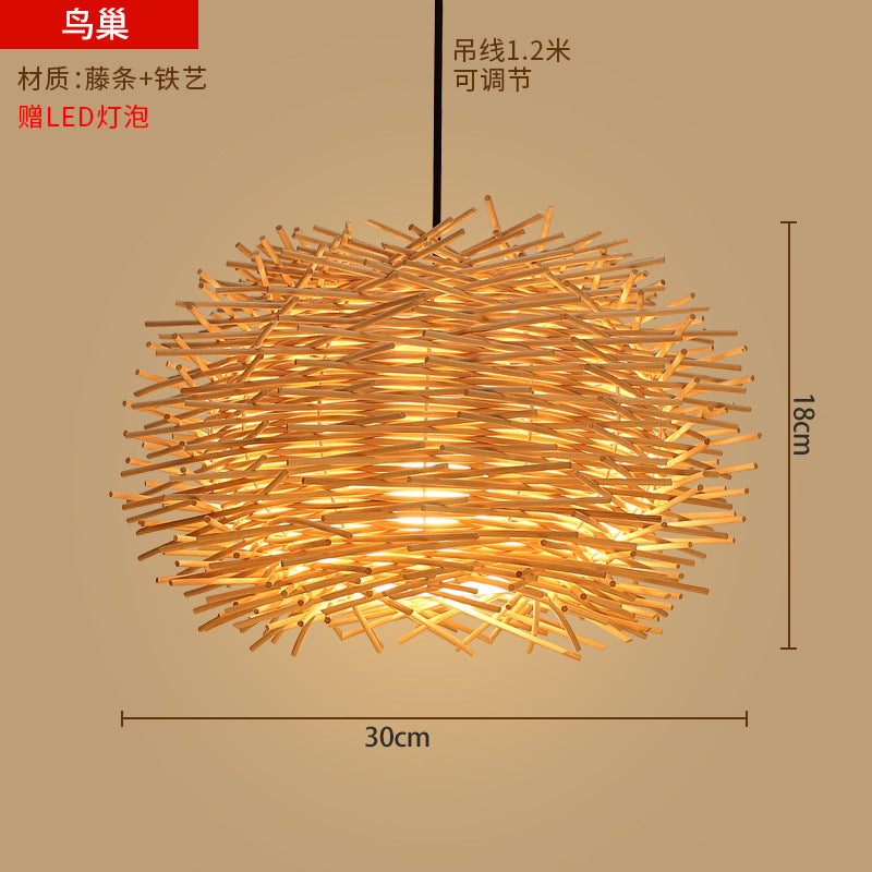 Bamboo woven lanterns and pendant lights, new Chinese style, bamboo art lights for restaurants and shops, commercial use 599