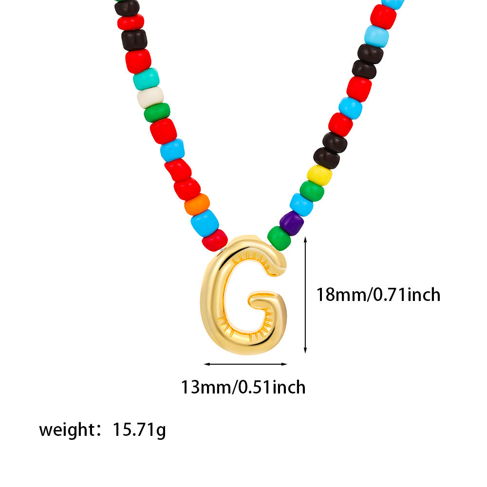26 letter necklace stainless steel chubby bubble letter English necklace 263