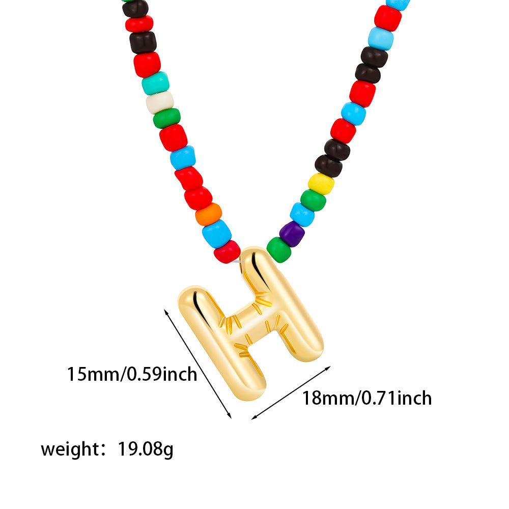 26 letter necklace stainless steel chubby bubble letter English necklace 263