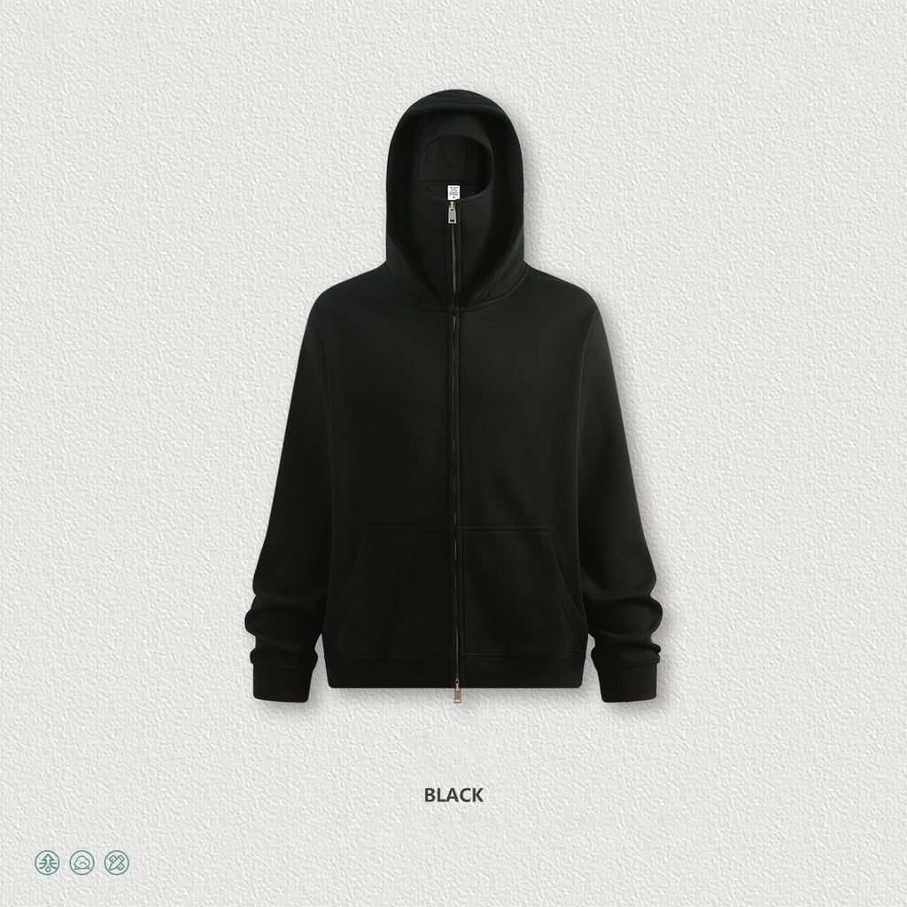 Streetwear style, trendy fleece patchwork hooded sweatshirt, windproof zip-up cardigan jacket for men W25536