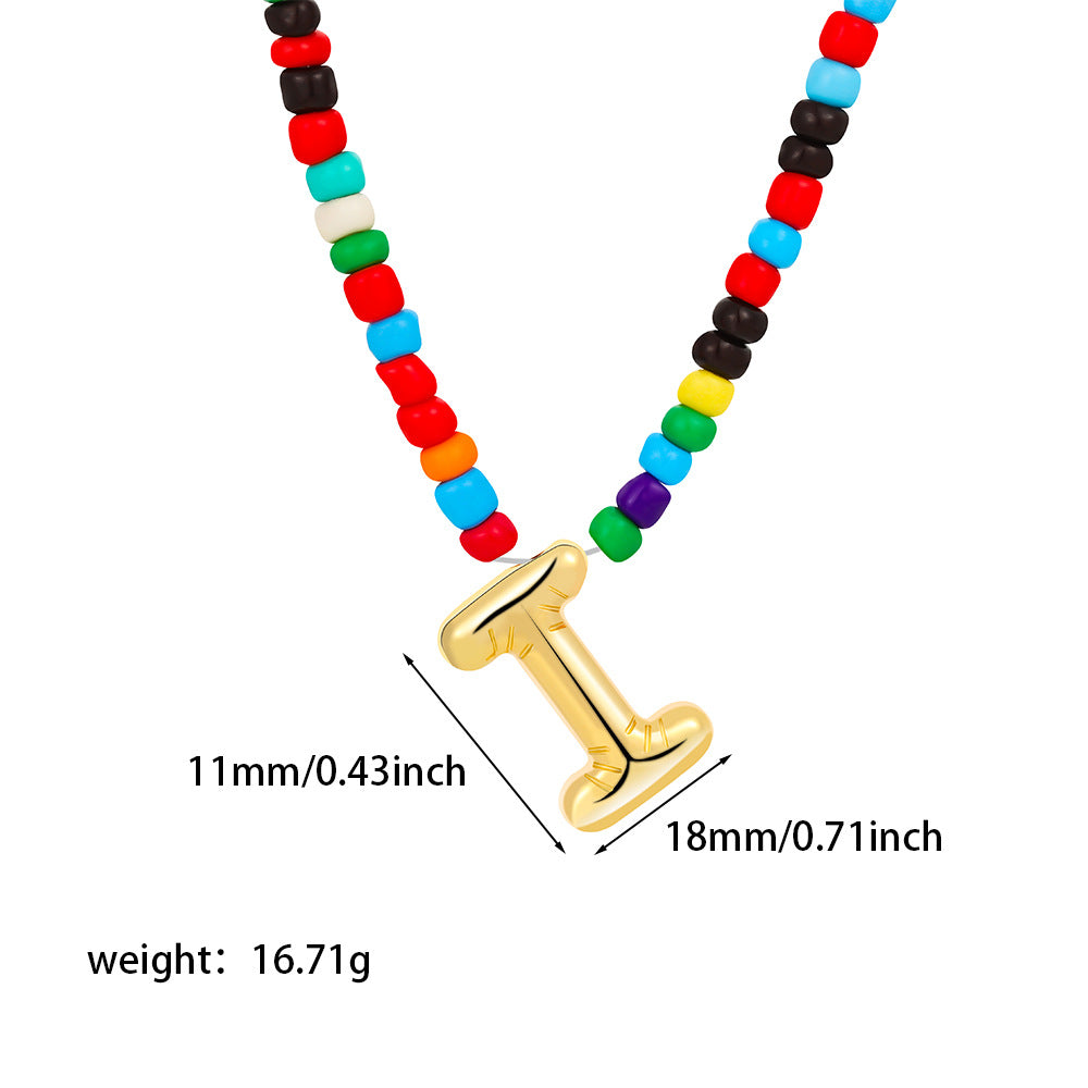 26 letter necklace stainless steel chubby bubble letter English necklace 263
