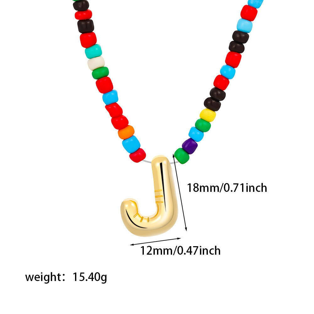 26 letter necklace stainless steel chubby bubble letter English necklace 263