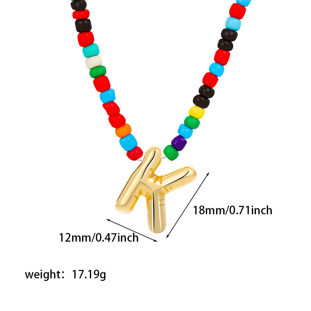 26 letter necklace stainless steel chubby bubble letter English necklace 263