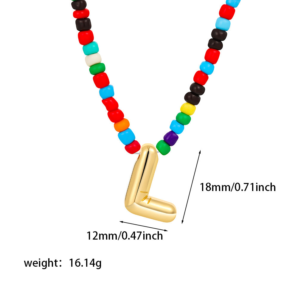 26 letter necklace stainless steel chubby bubble letter English necklace 263