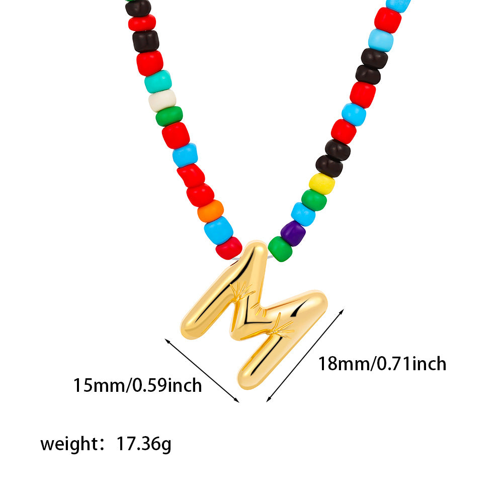26 letter necklace stainless steel chubby bubble letter English necklace 263