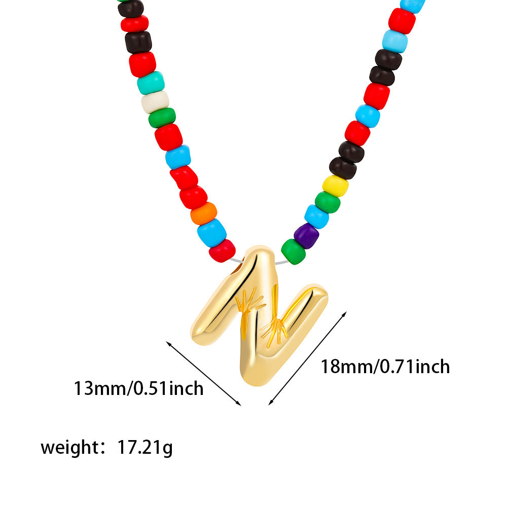 26 letter necklace stainless steel chubby bubble letter English necklace 263