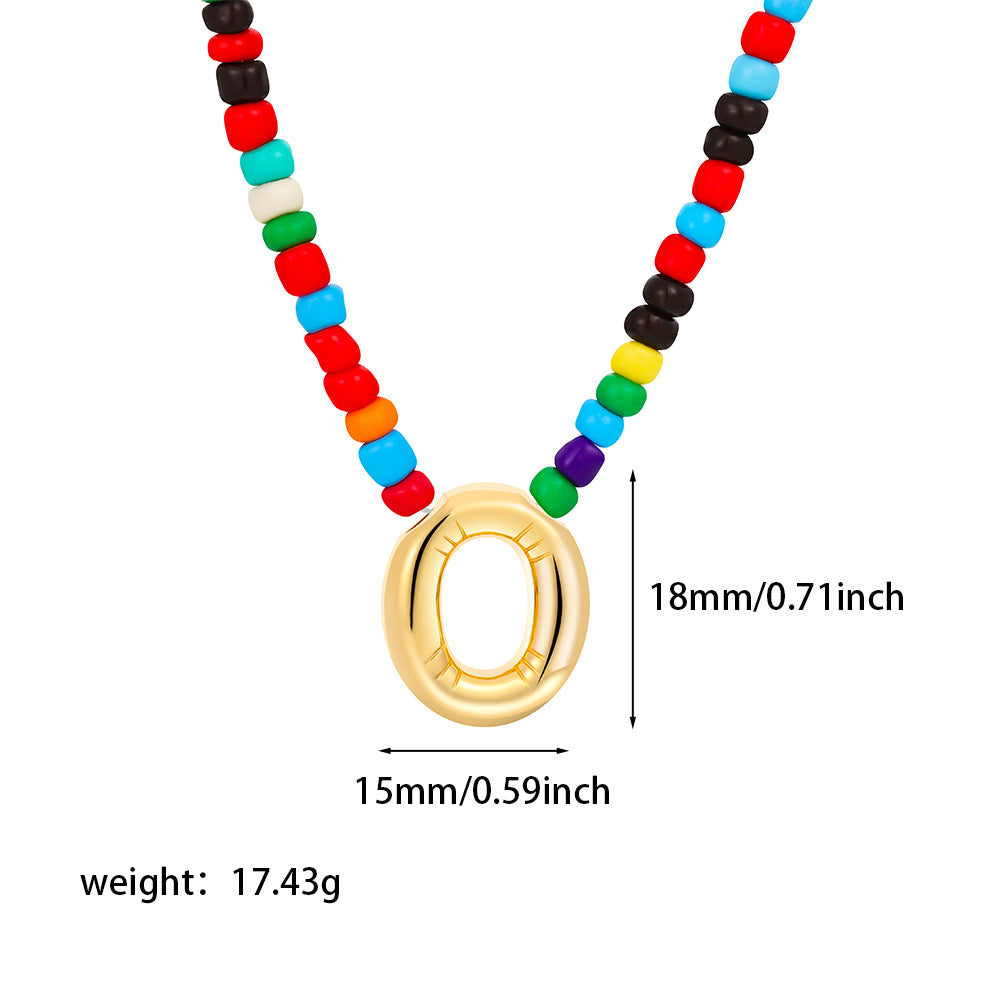 26 letter necklace stainless steel chubby bubble letter English necklace 263