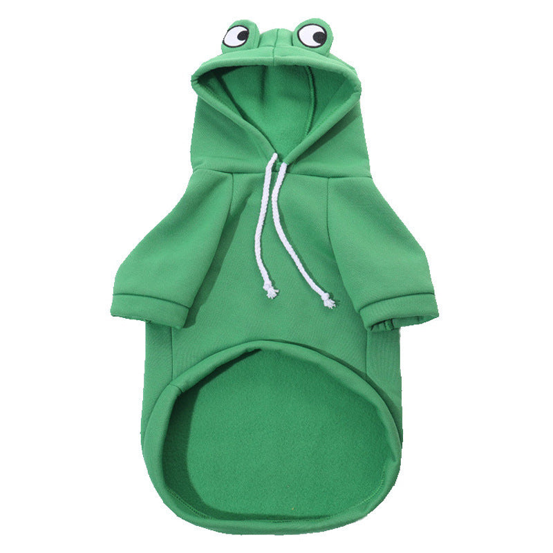 Dog, cat, pet hooded cotton jacket, autumn and winter fleece warm frog hoodie 307