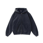 Fleece-lined Washed Vintage Hooded Sweater 053