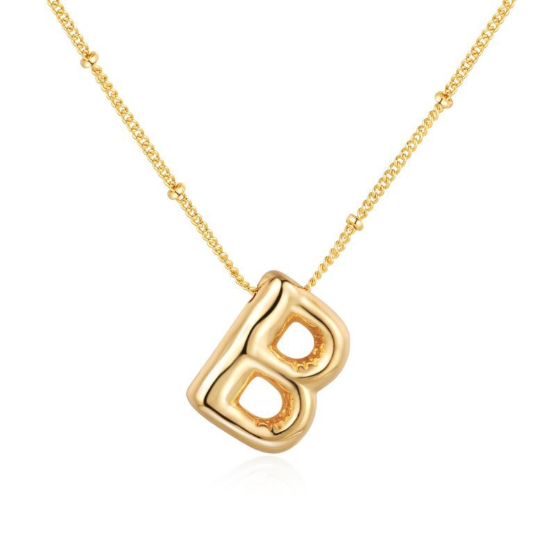 26 letter necklace stainless steel chubby bubble letter English necklace 263