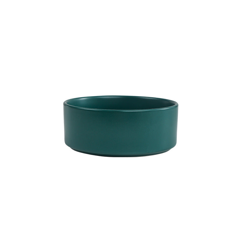 Cat bowl ceramic double bowl water bowl integrated wooden frame dog bowl dog basin 327