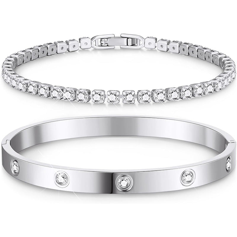 Fashionable zircon inlaid diamond bracelet set 287