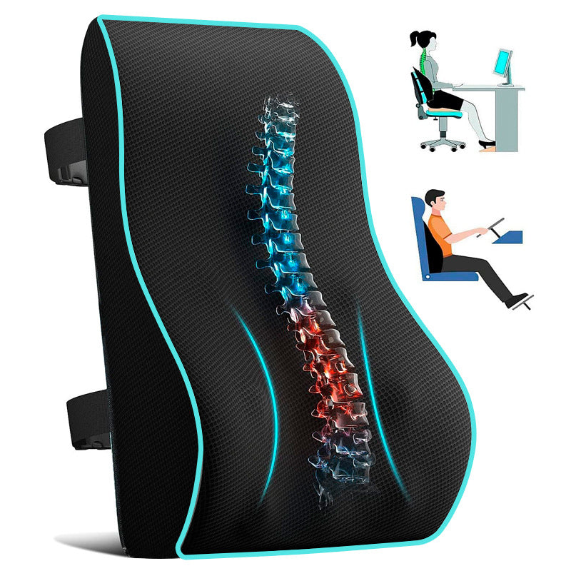 Car lumbar support, ergonomic memory cotton backrest cushion 365