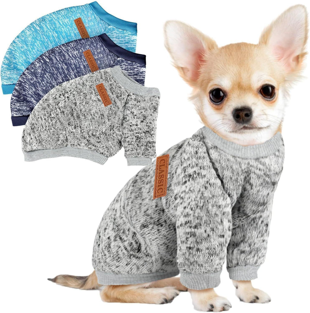 3-piece dog sweater set suitable for small dogs in winter, wool warm and soft sports sweater set 333