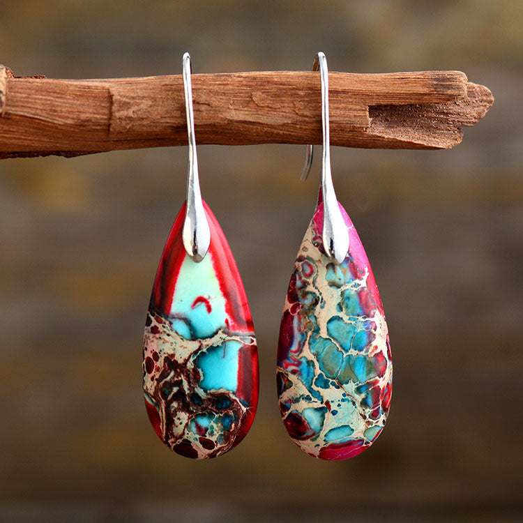 Bohemian Emperor Stone Droplet Pendant Earrings 275