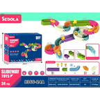 Assembling Track Ball Building Blocks Duckling Rotation Fun Baby Bathroom Water Play Slide Toy 192