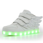 High-top winged light-up sole shoes with LED lights and charging function 096