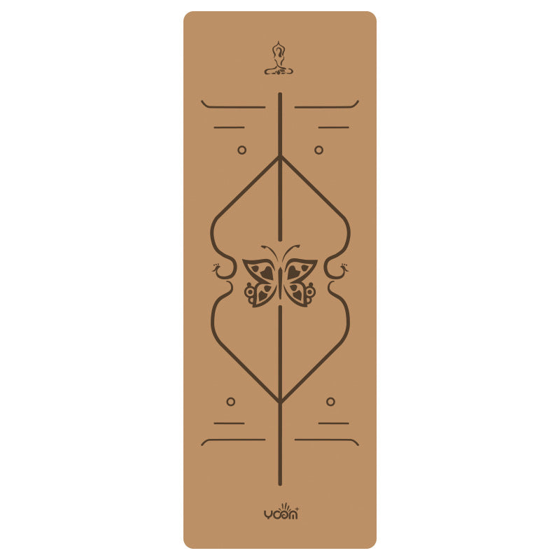 Widened and thickened natural rubber gymnastics mat with printed body position lines 016