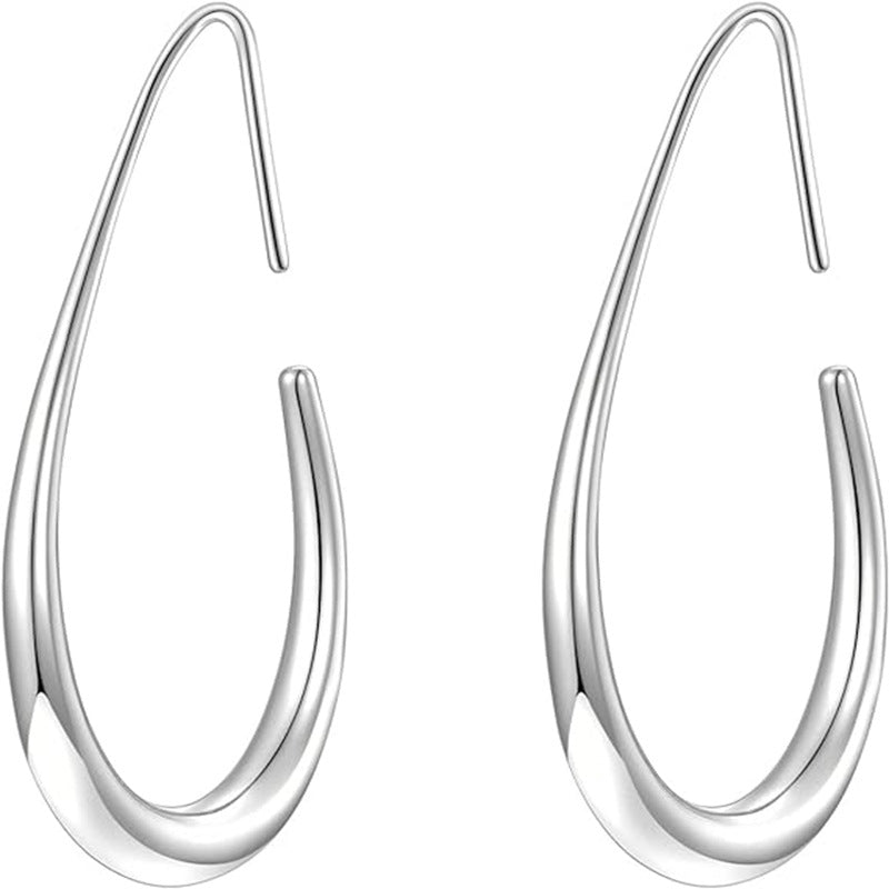 Geometric water droplet earrings for women, fashionable and personalized oval ring earrings 288