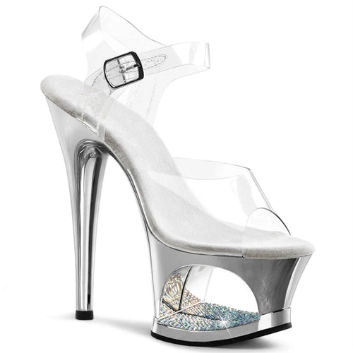 17cm hollow electroplated diamond studded walking steel pipe dance model women's shoes 112