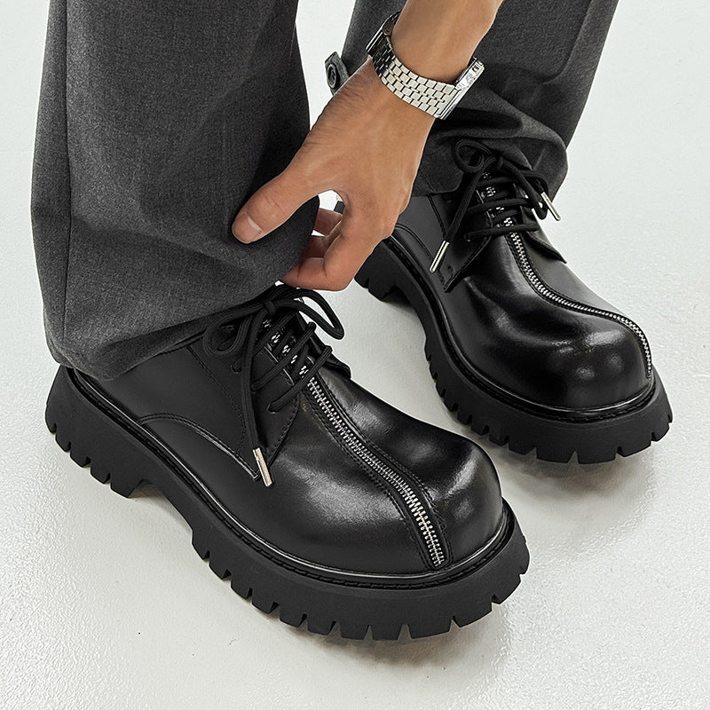 Workwear shoes with thick soles for height increase and wide-toed design 116