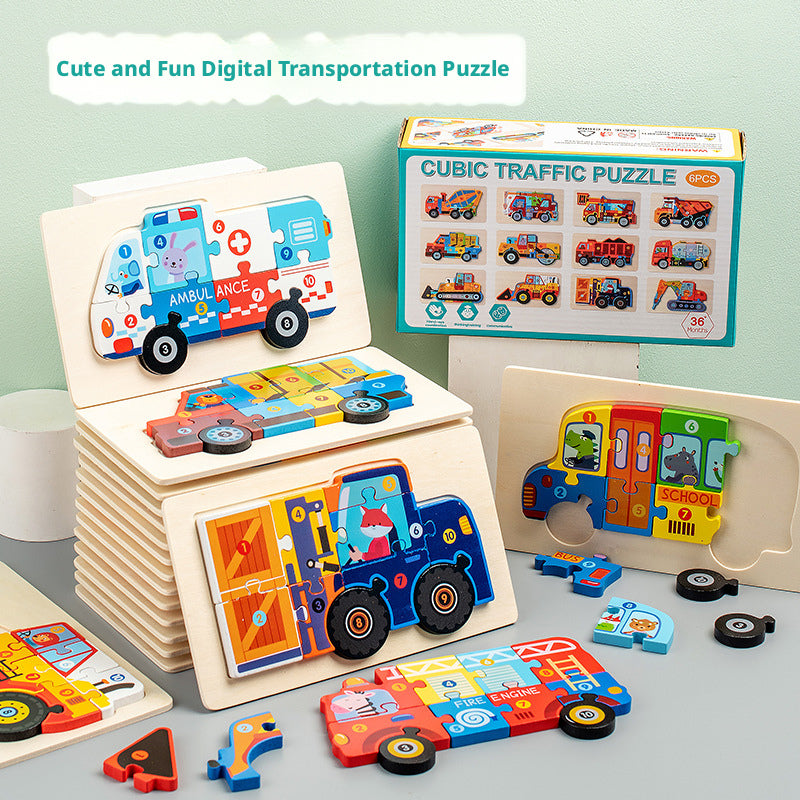 Children's Wooden Enlightenment Early Education Project Vehicle Traffic Three Dimensional Puzzle 211