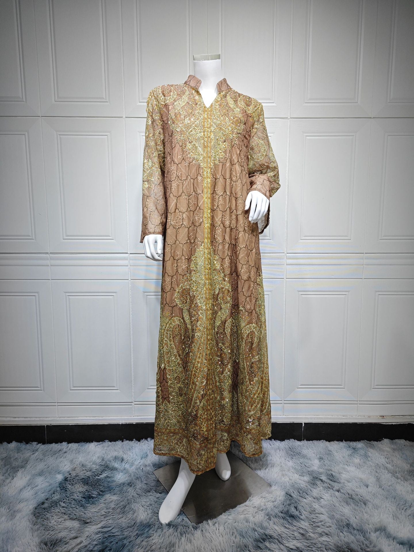 Muslim women's Abaya robe embroidered dress 088