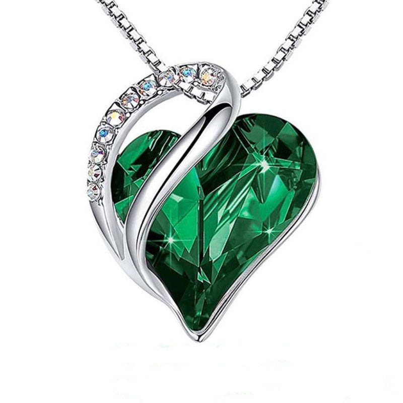 Love shaped geometric birth stone necklace jewelry women's collarbone chain gift 298