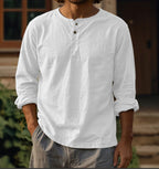 Retro American long sleeved round neck solid color shirt 084