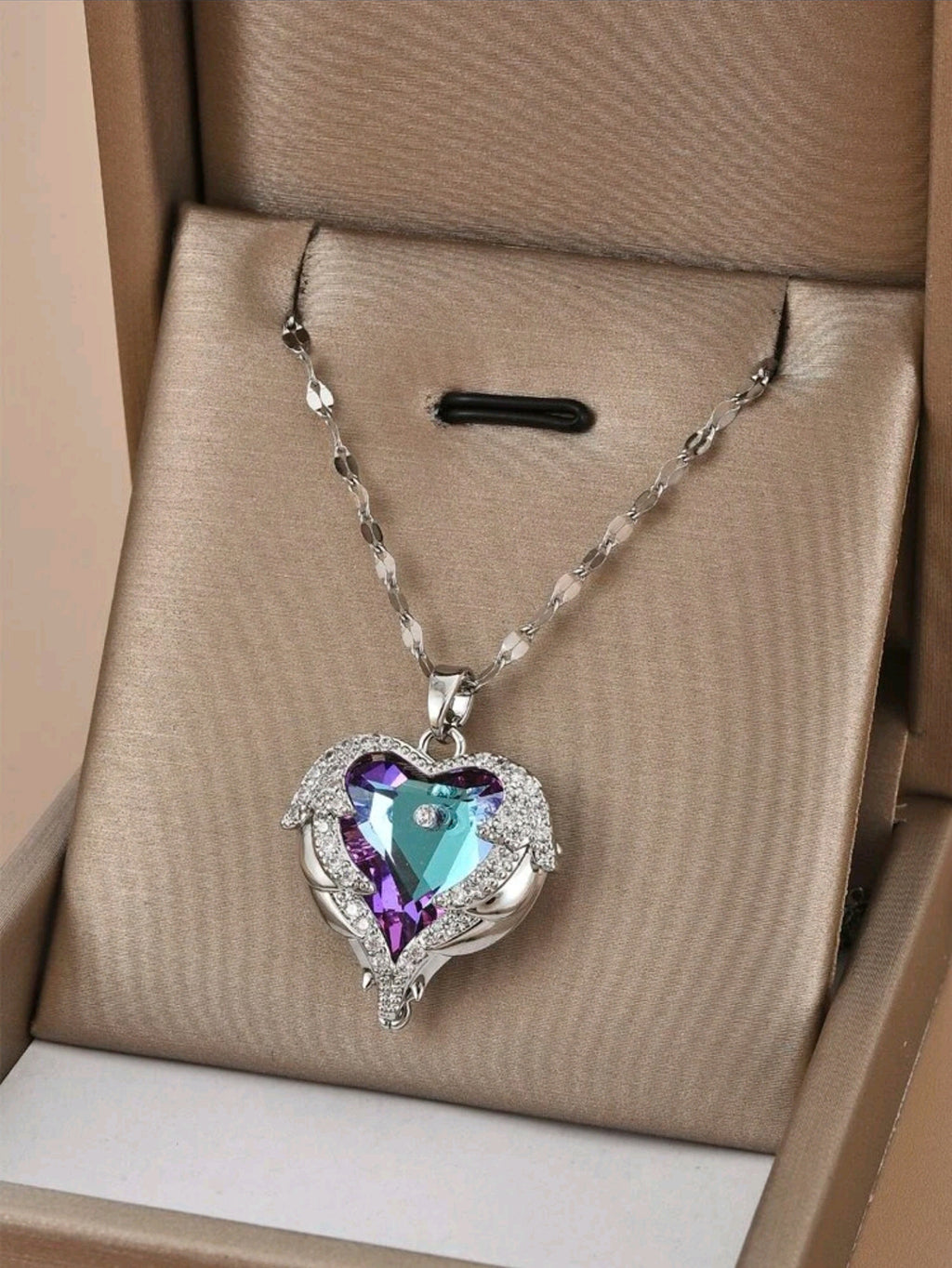 Ocean Heart Necklace Women's Love shaped Crystal Pendant 299