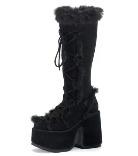 Autumn and Winter Thick Bottom 40-43 Large Hairy High Heels Tall Women's Boots 111