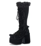 Autumn and Winter Thick Bottom 40-43 Large Hairy High Heels Tall Women's Boots 111
