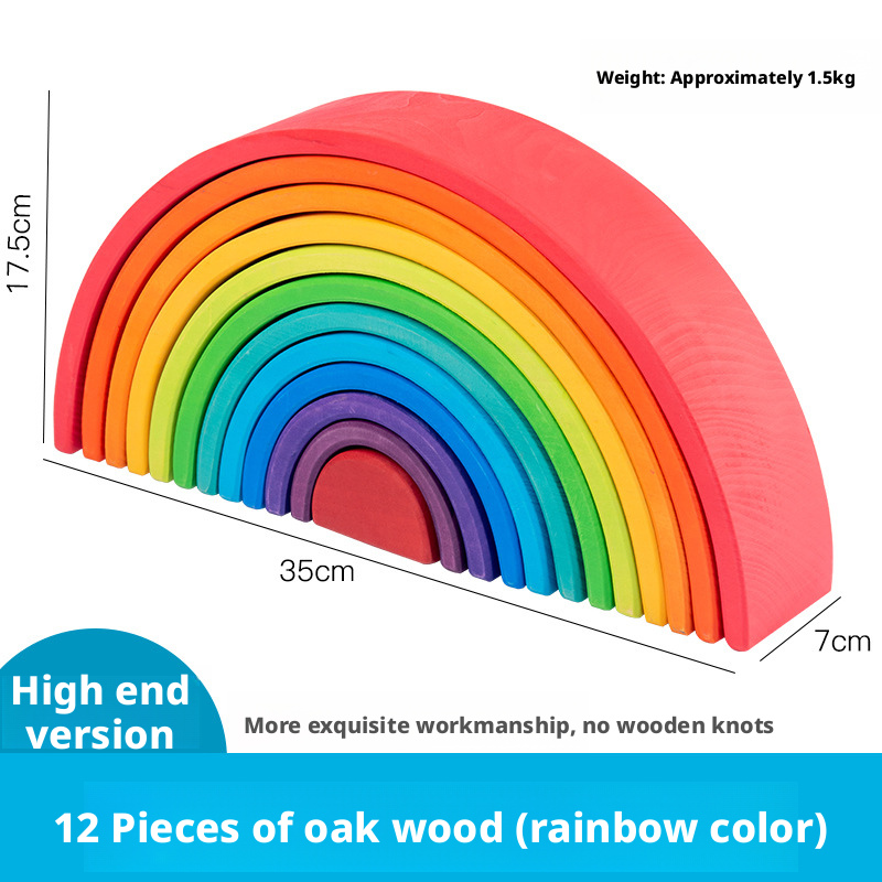 Rainbow Block Large Wooden Stacking Music Baby Early Education Toy 225