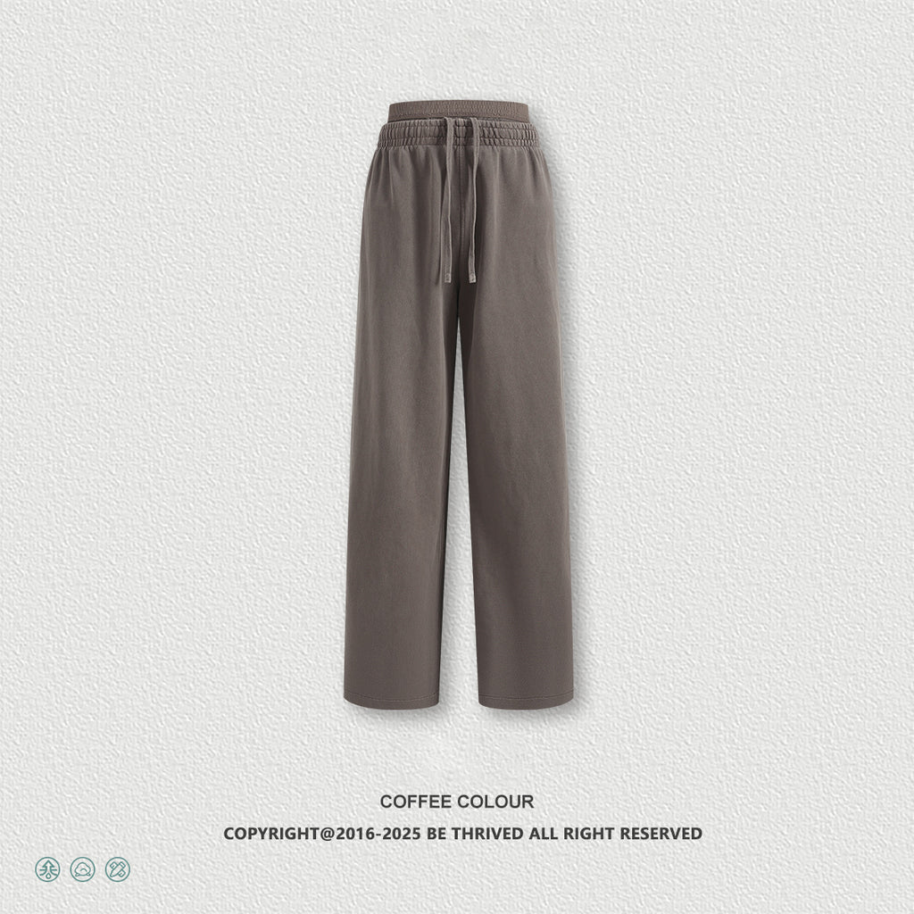 European and American trendy retro style distressed slimming double waistband casual straight leg trousers for women  N25551