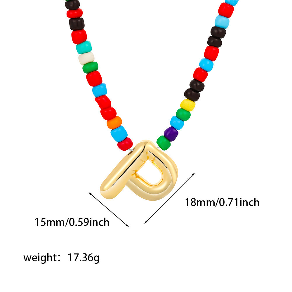 26 letter necklace stainless steel chubby bubble letter English necklace 263