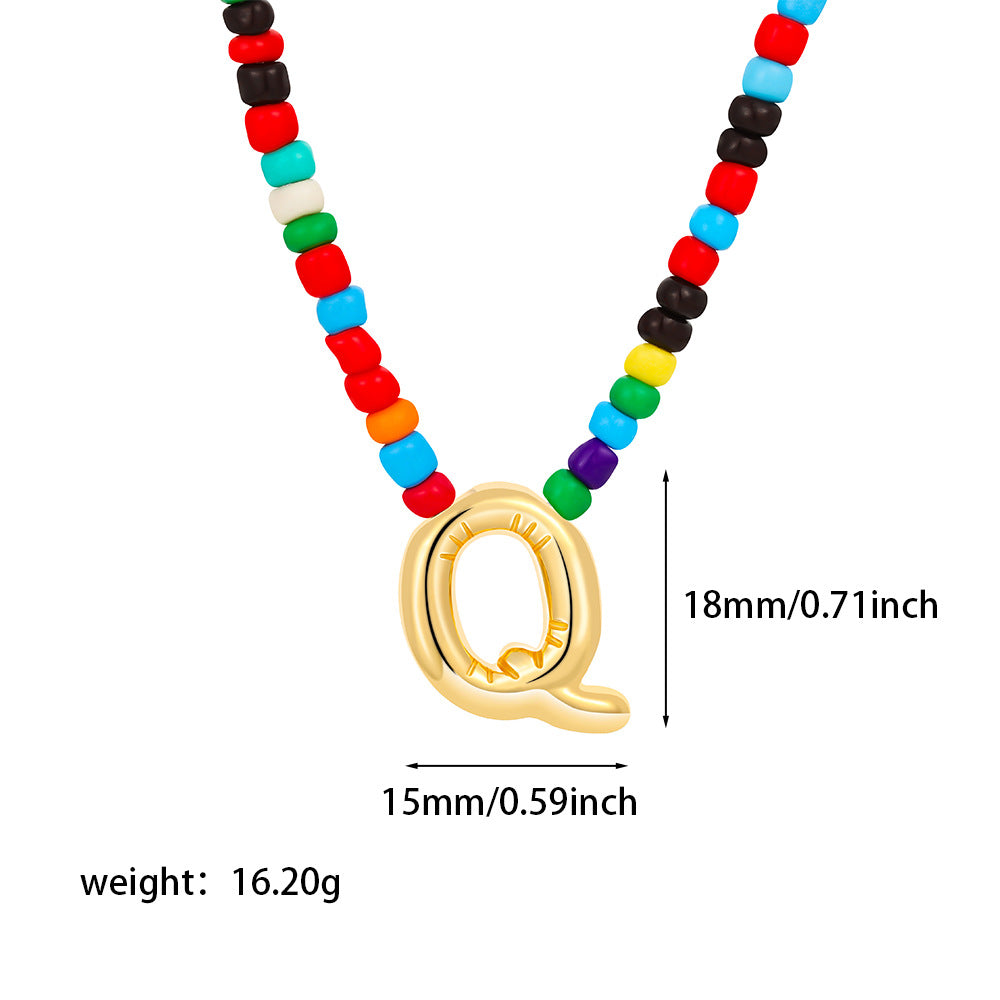 26 letter necklace stainless steel chubby bubble letter English necklace 263